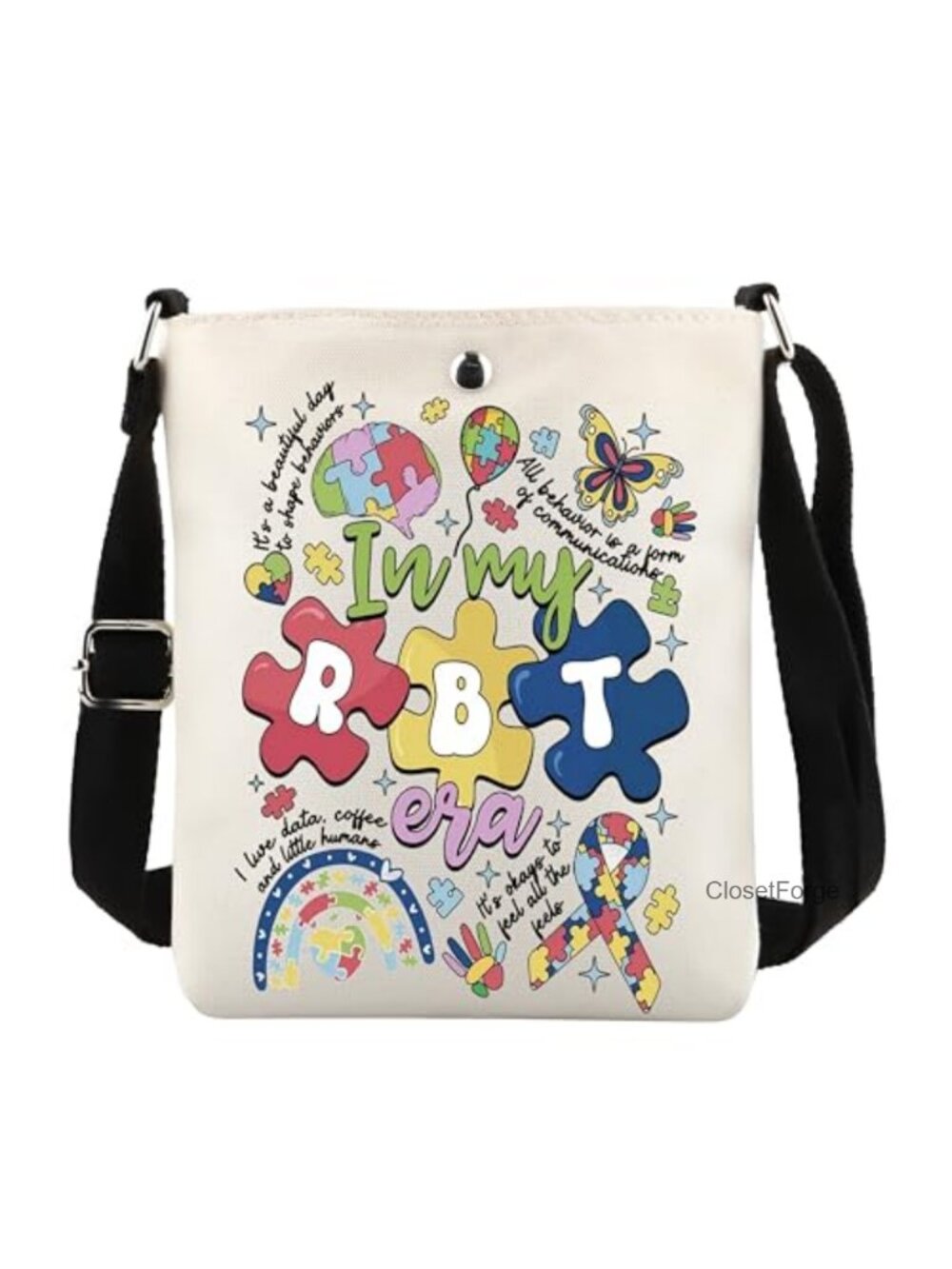 In My RBT Era Crossbody Bag, Cotton Linen Canvas, Adjustable Strap, Magnetic
